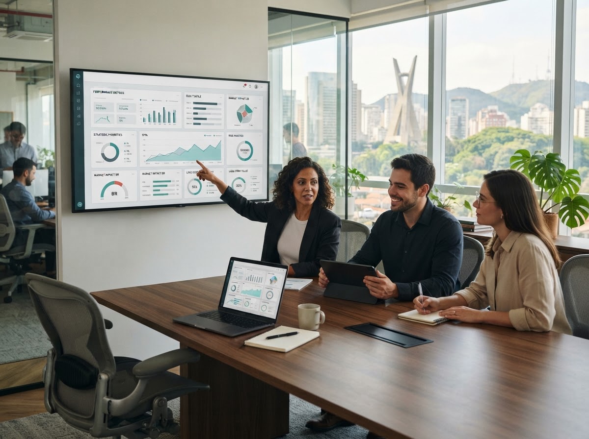 EquLum App AI — equipe técnica revisando modelos de análise de risco